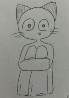 可愛い猫のティーチくんのイラストだお。