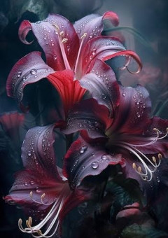 Bouquet of black lilies