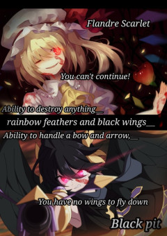 rainbow feathers and black wings＿