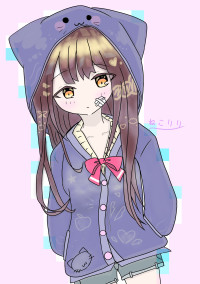 林檎から生まれた猫の妖精のお絵描き