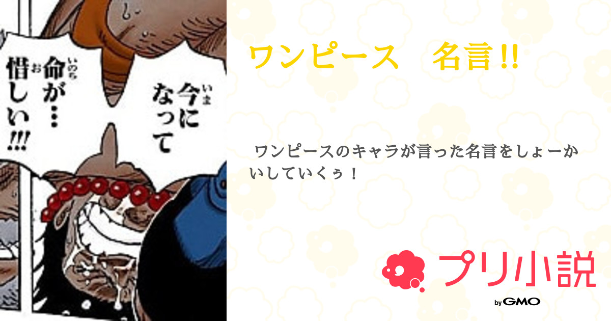 ワンピース 名言 全12話 連載中 Moeka コメ待さんの小説 無料スマホ夢小説ならプリ小説 Bygmo